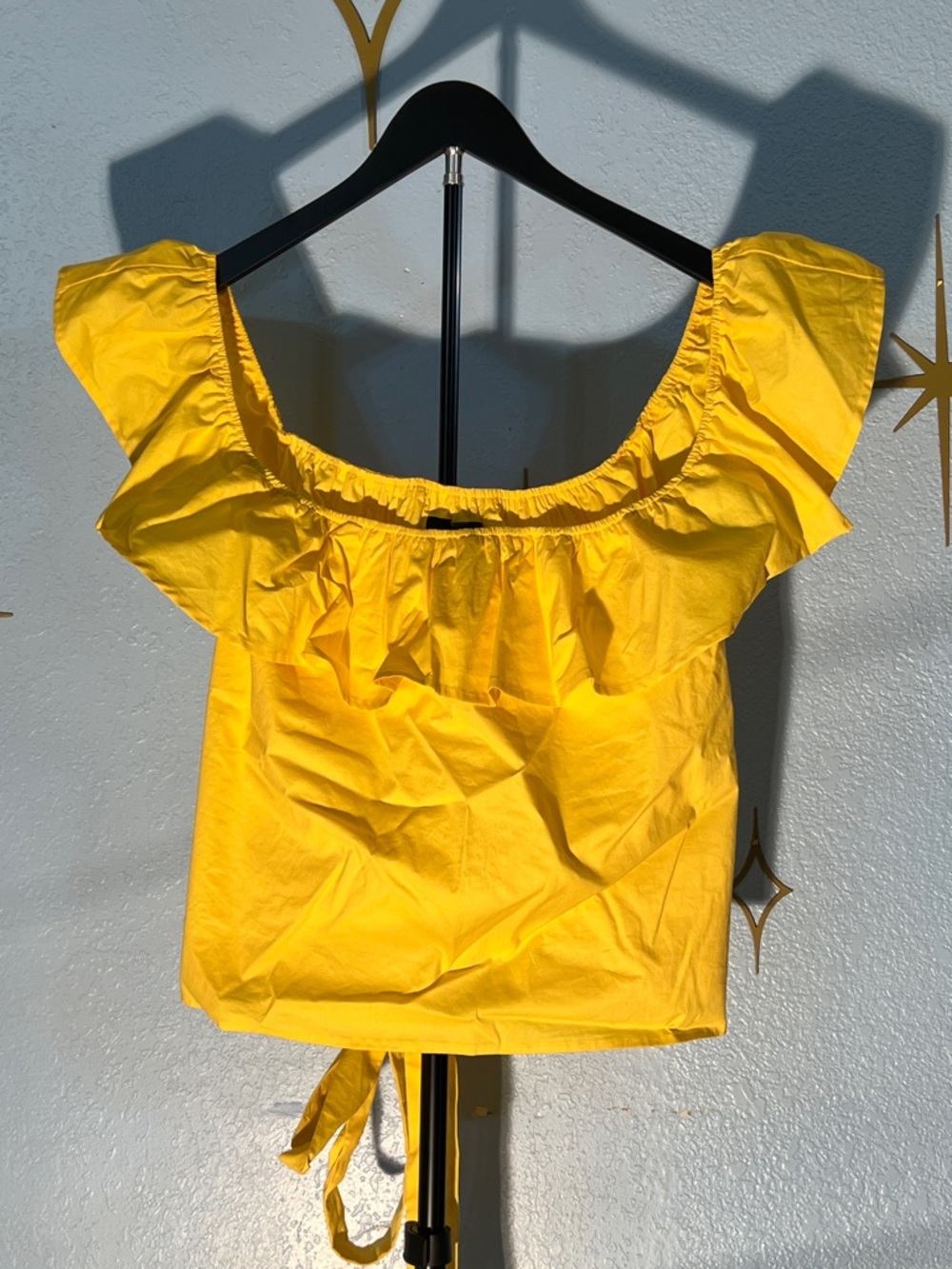 Collectif Bright Yellow Ruffle Off-Shoulder Crop Top